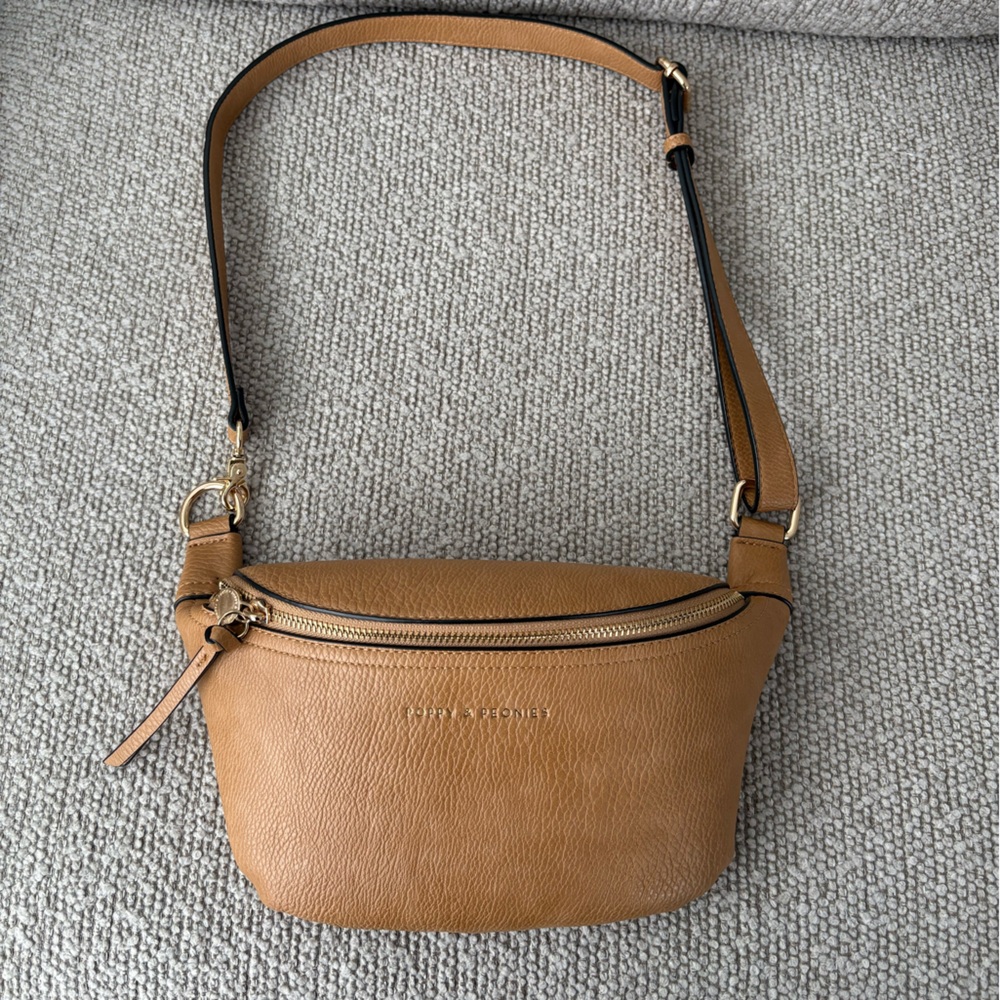 Poppy & Peonies Camel Crossbody Bag